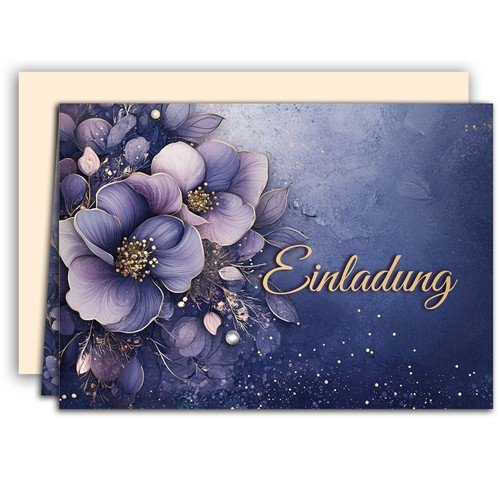 Einladungskarten lila blume - 10,